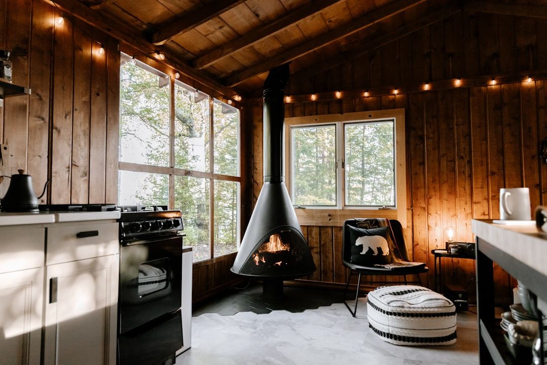 norwegian cabin interior wood stove cozy